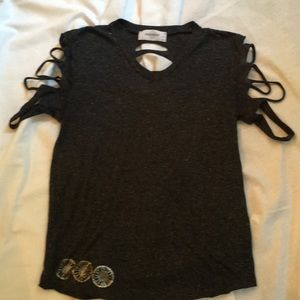 SoulCycle ripped T-shirt with shredded sleeve
